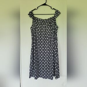 White House Black Market Monochrome Floral Midi Dress Size M